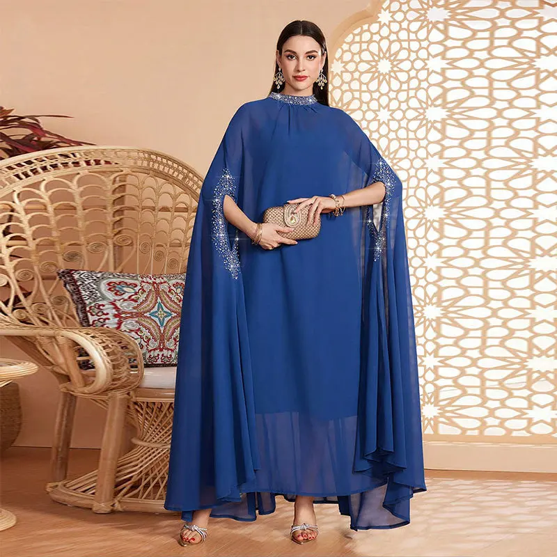 

Длинное платье для вечеринки в Дубае с бриллиантами, женские ночные платья, шифоновые платья с рукавами «летучая мышь», свадебные платья для выпускного вечера, макси-платья, летние платья