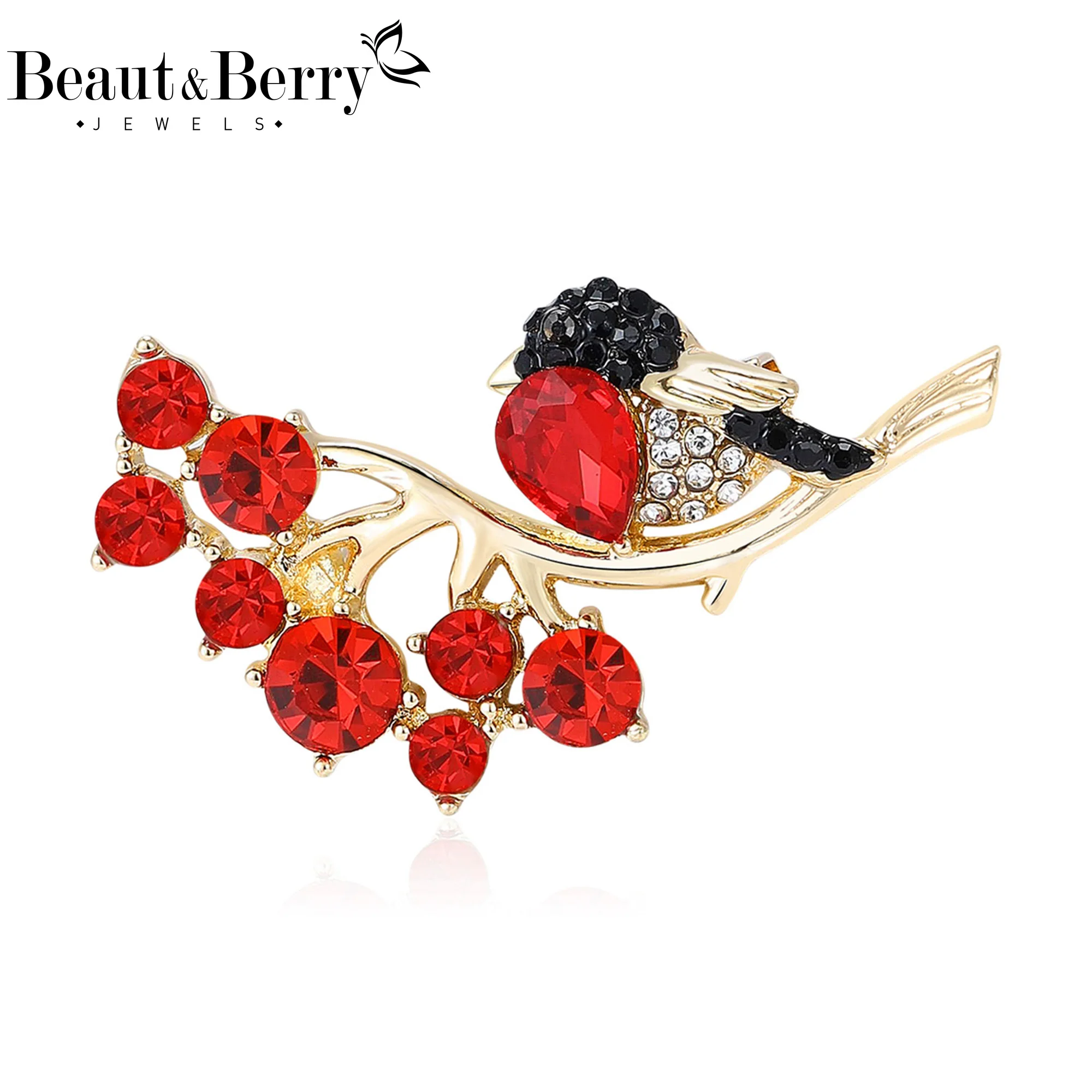 

Beaut&Berry Luxury Rhinestone Branch Bird Brooches for Women Unisex Animal Pins Casual Party Accessories Gifts Friend Decoration