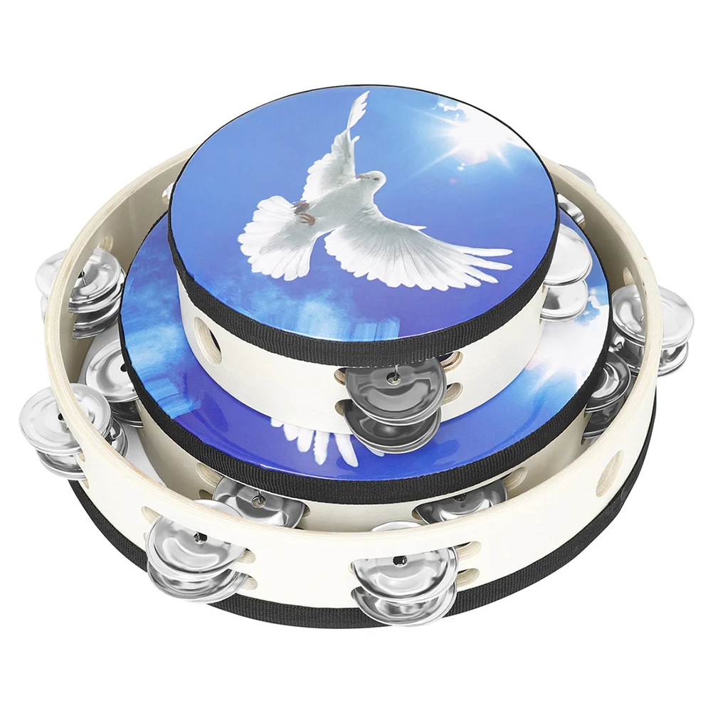 

3 Pcs Peace Dove Tambourine Child Tap-along Toy Metal Kids Musical Instruments Hand Drum