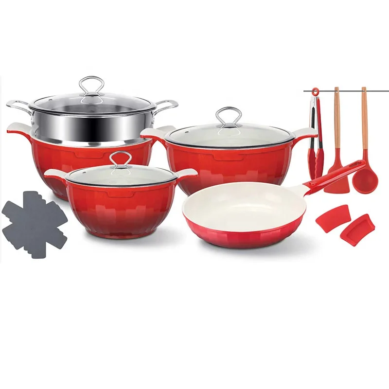 Kitchen Cookware Set High End Grade Induction Compatible 16 Pieces New Pfas Free Ceramic Nonstick Cookware Set