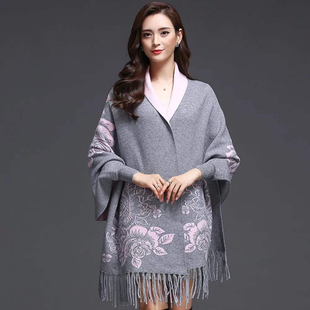 

Imitation Cashmere Embroidery Scarf Double Sided Wearable Tassel Long Fringed Shawl Thicken Luxury Elegant Pashmina Blanket