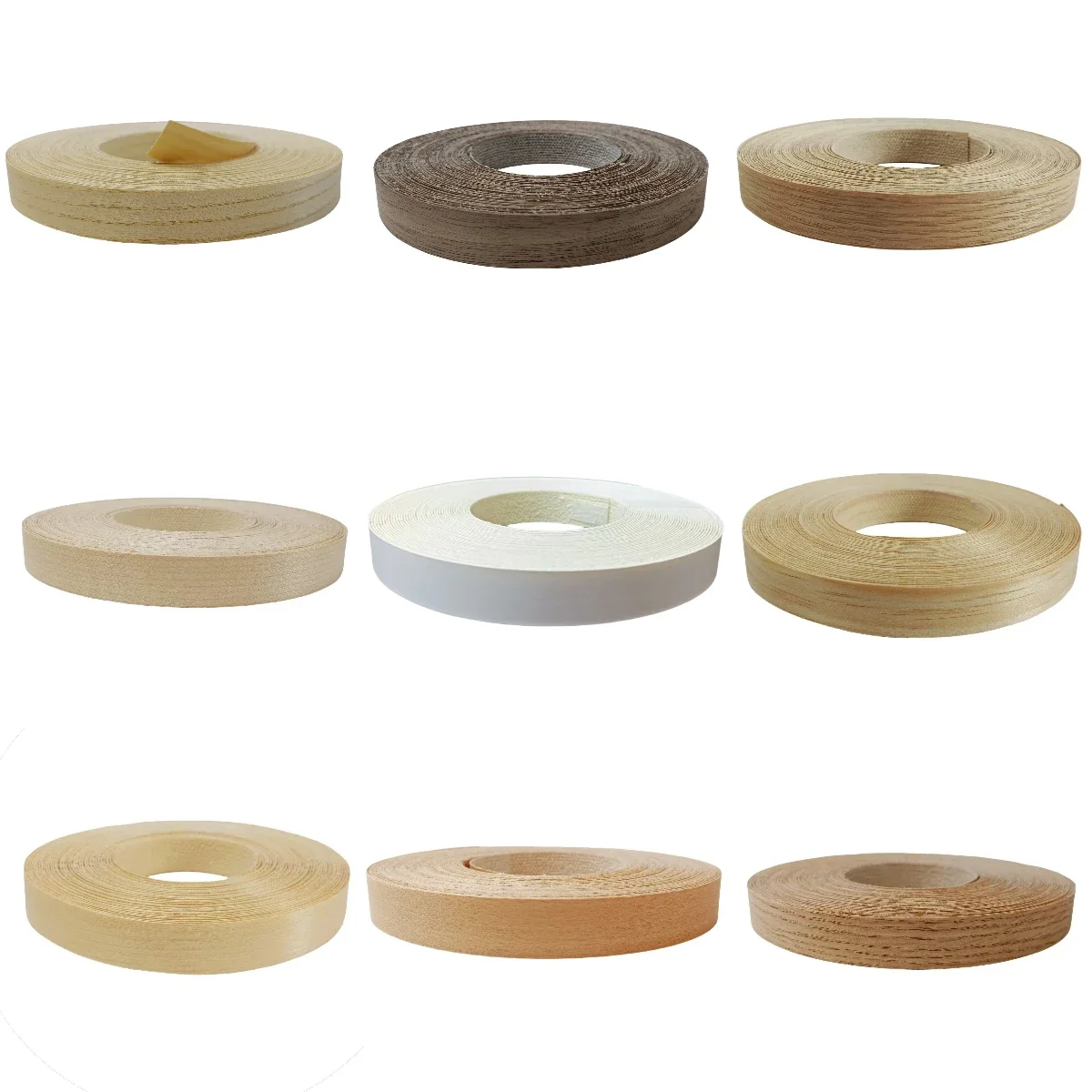 Rollo de bandas para bordes de madera de abedul, pino auténtico, arce, roble, nogal, 3/4 pulgadas, borde de chapa de hierro prepegado con adhesivo termofusible