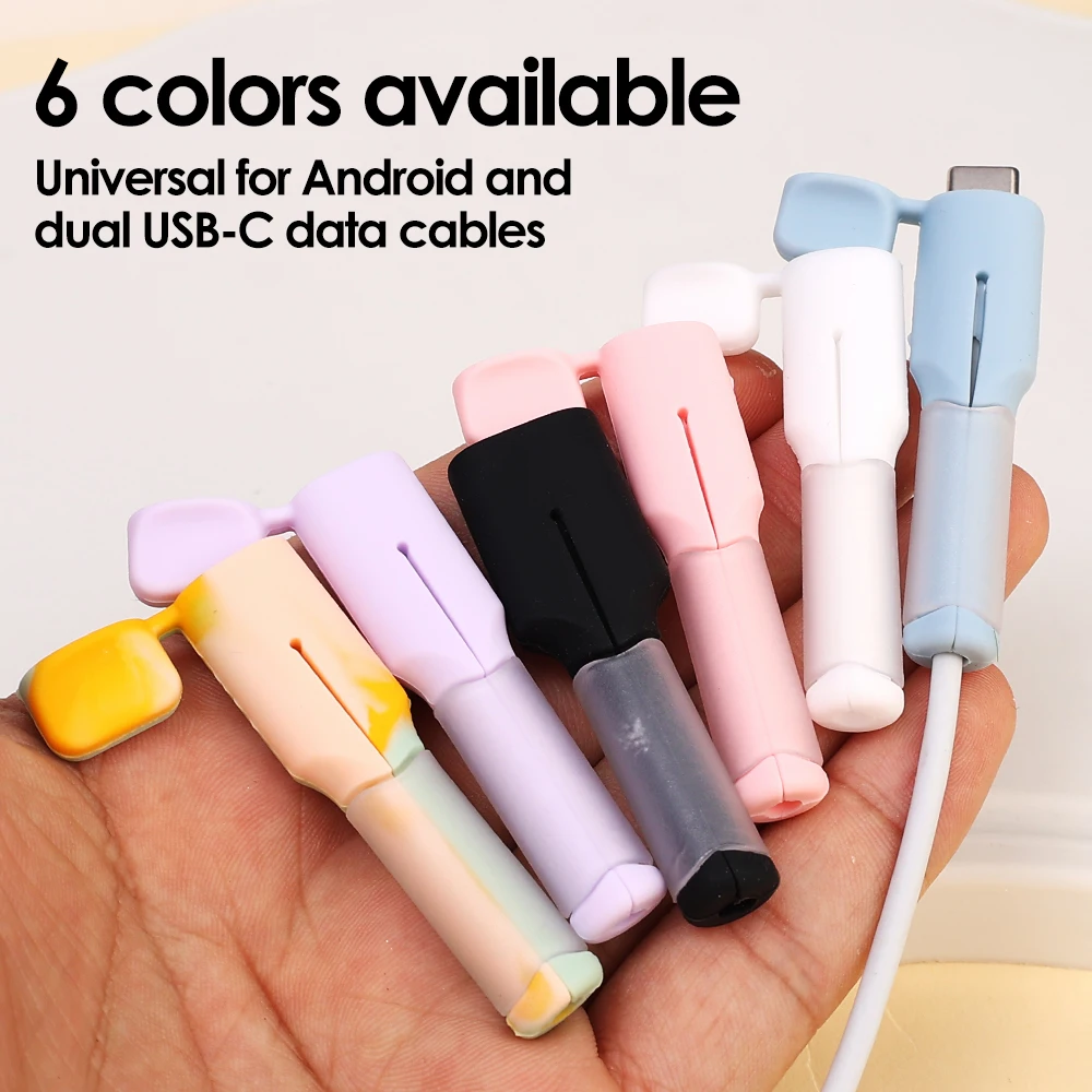 Cable Protector for Android Dual Type C Charging Cord Protection Soft Silicone Wire Holder Cable Winder Clip for Samsung USB C