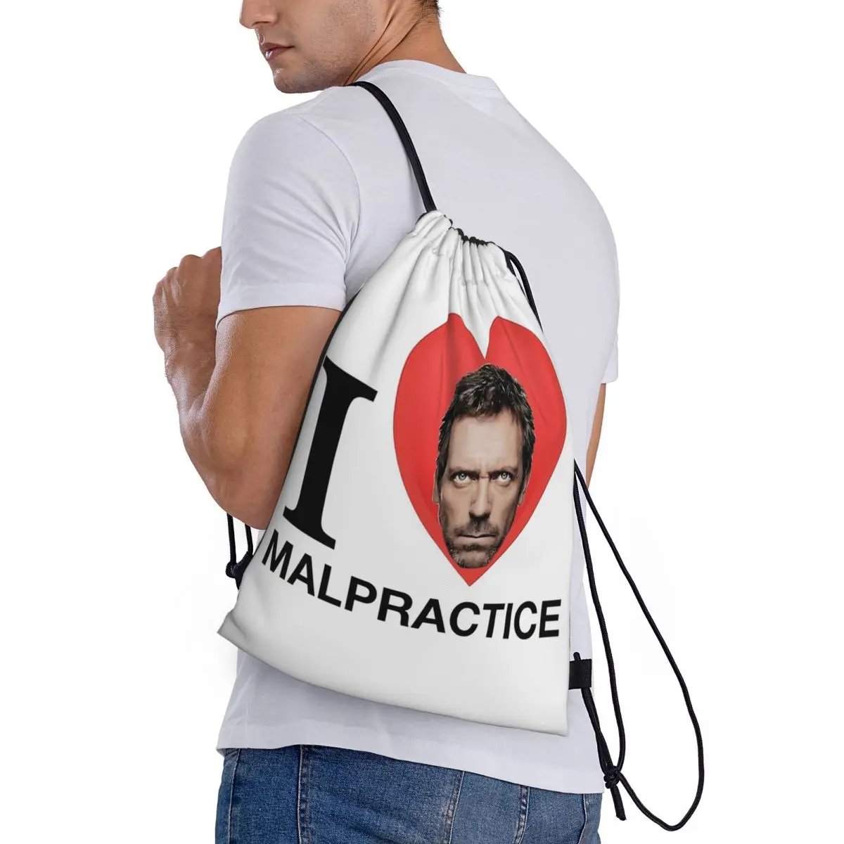 

Dr House MD TV Backpacks Fashion Drawstring Bags Sundries Bag Book Bags for Travel Students