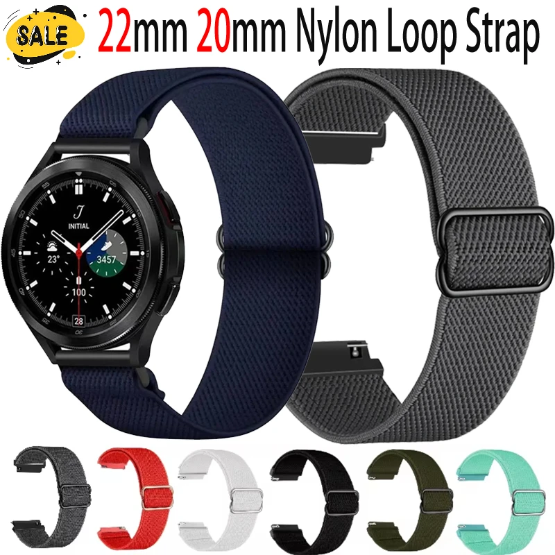 22/20 ミリメートルナイロンループバンドサムスンギャラクシーウォッチ 7/6/5/4 調節可能な弾性ブレスレット Huawei 社腕時計 GT5-4-3-5 プロ 46 ミリメートル/Amazfit GTR