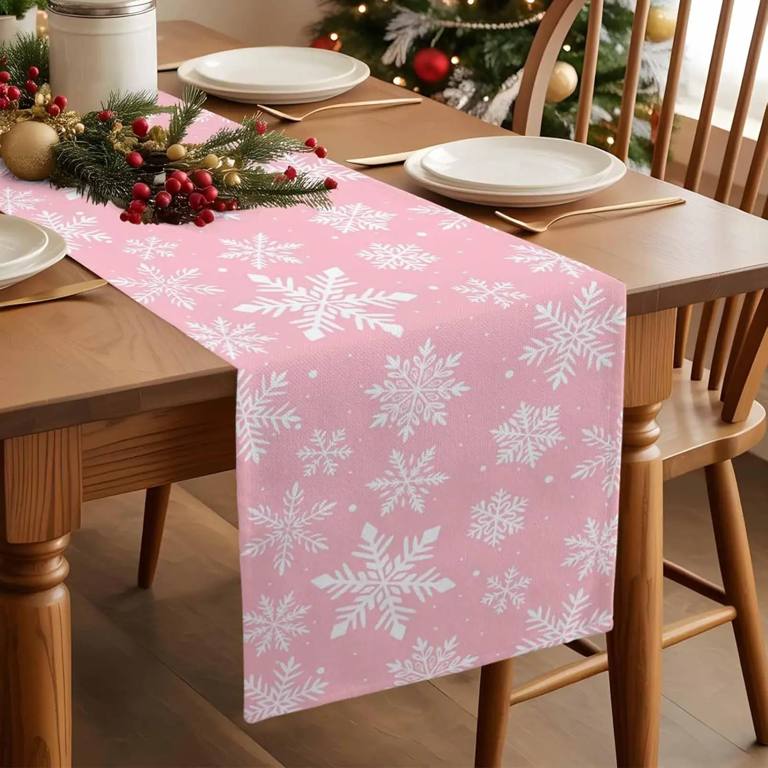 عيد الميلاد الثلج الكتان الجدول العدائين عطلة حزب زينة الشتاء عطلة طاولة طعام العدائين زينة عيد الميلاد #2