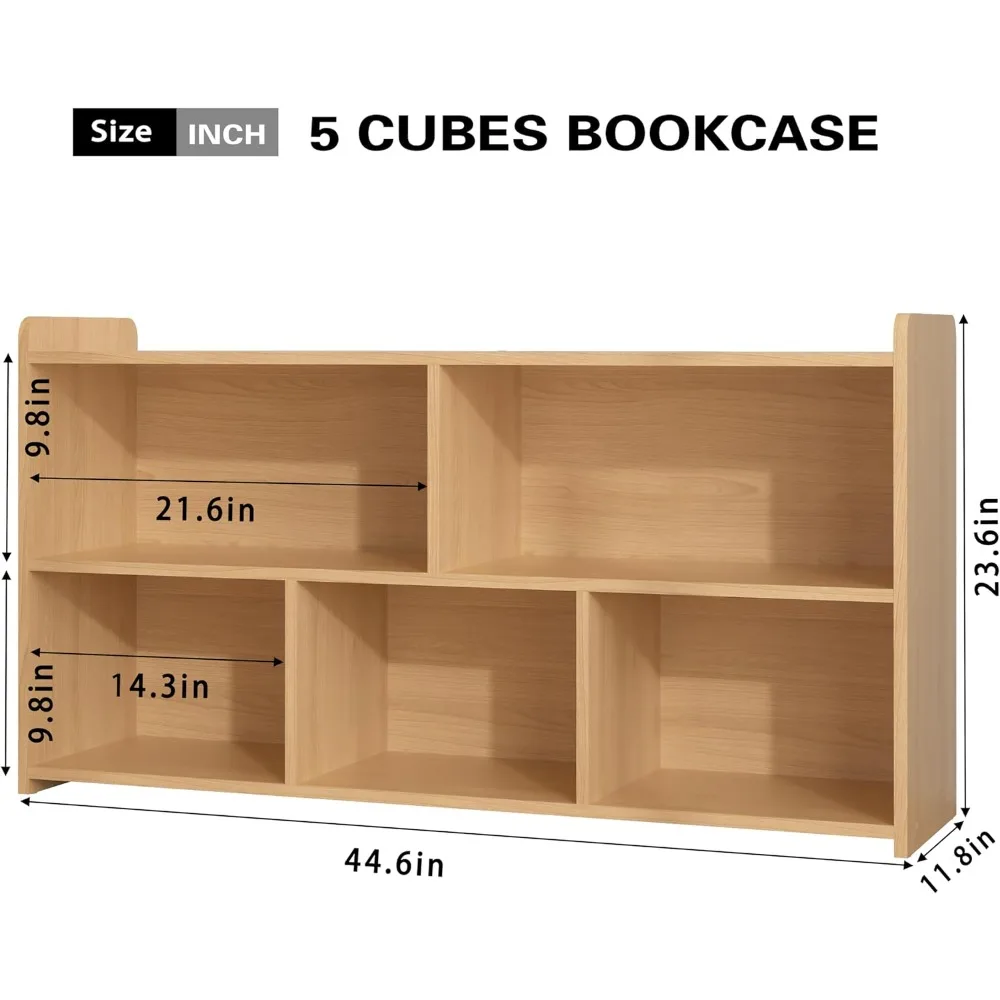 خزانة كتب خشبية مستوحاة من مونتيسوري مكونة من 5 مكعبات للأطفال ومنظم ألعاب #2