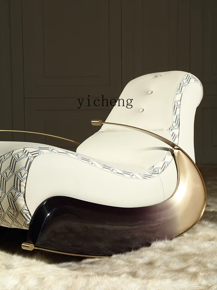 XL -Style Light Luxury Rocking Chair Leather Recliner Leisure Chair Single Sofa Rocking Chair