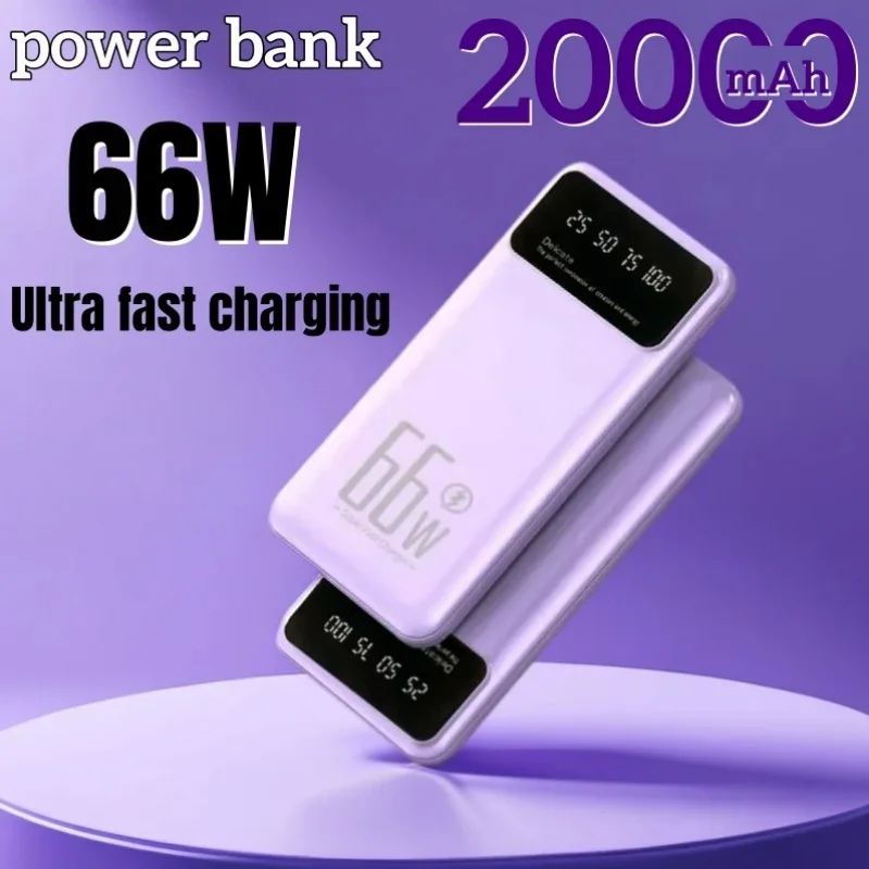 Nowy Power Bank 20000mAh 66W Dual Port Super Fast Charging Przenośna zewnętrzna ładowarka do iPhone Huawei Samsung