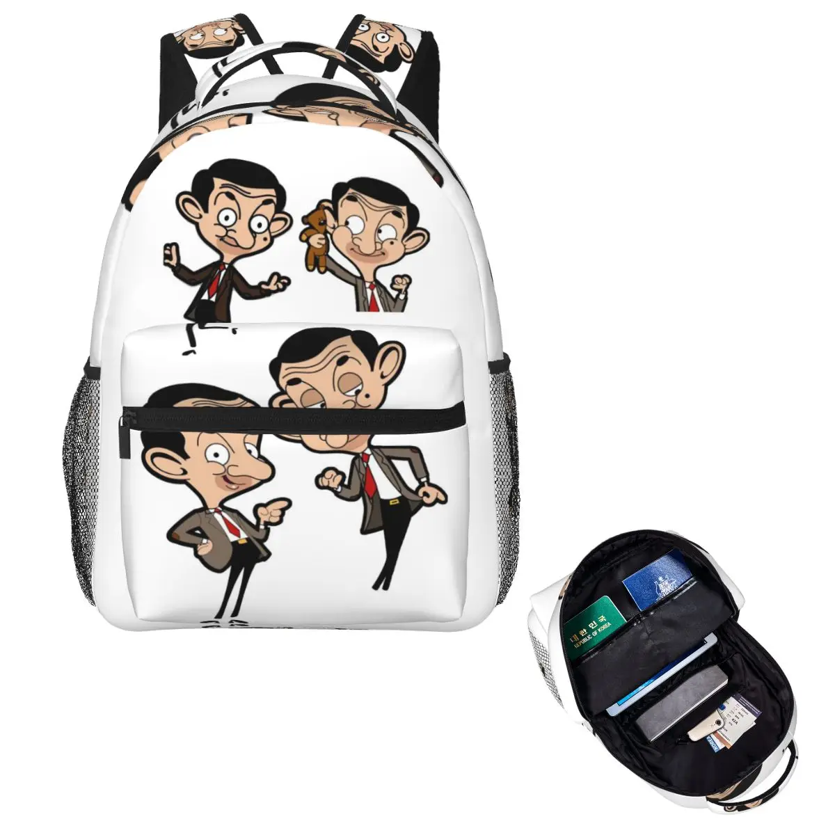 

Рюкзак Mr. Bean с героями мультфильмов (9), Лидер продаж, рюкзак большой емкости, детская сумка для книг, школьная сумка, сумки на плечо для мужчин и женщин