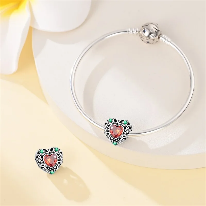Original 925 Sterling Silver Maple Leaf Love Charms Beads Fit 3mm Original Bracelet DIY Women Exquisite Anniversary Jewelry Gift