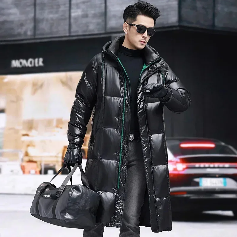 Designer Male Winter Brand Hooded Long Down Jacket Man Duck Men's Lightweight Padding Padded Windproof Mens Coat