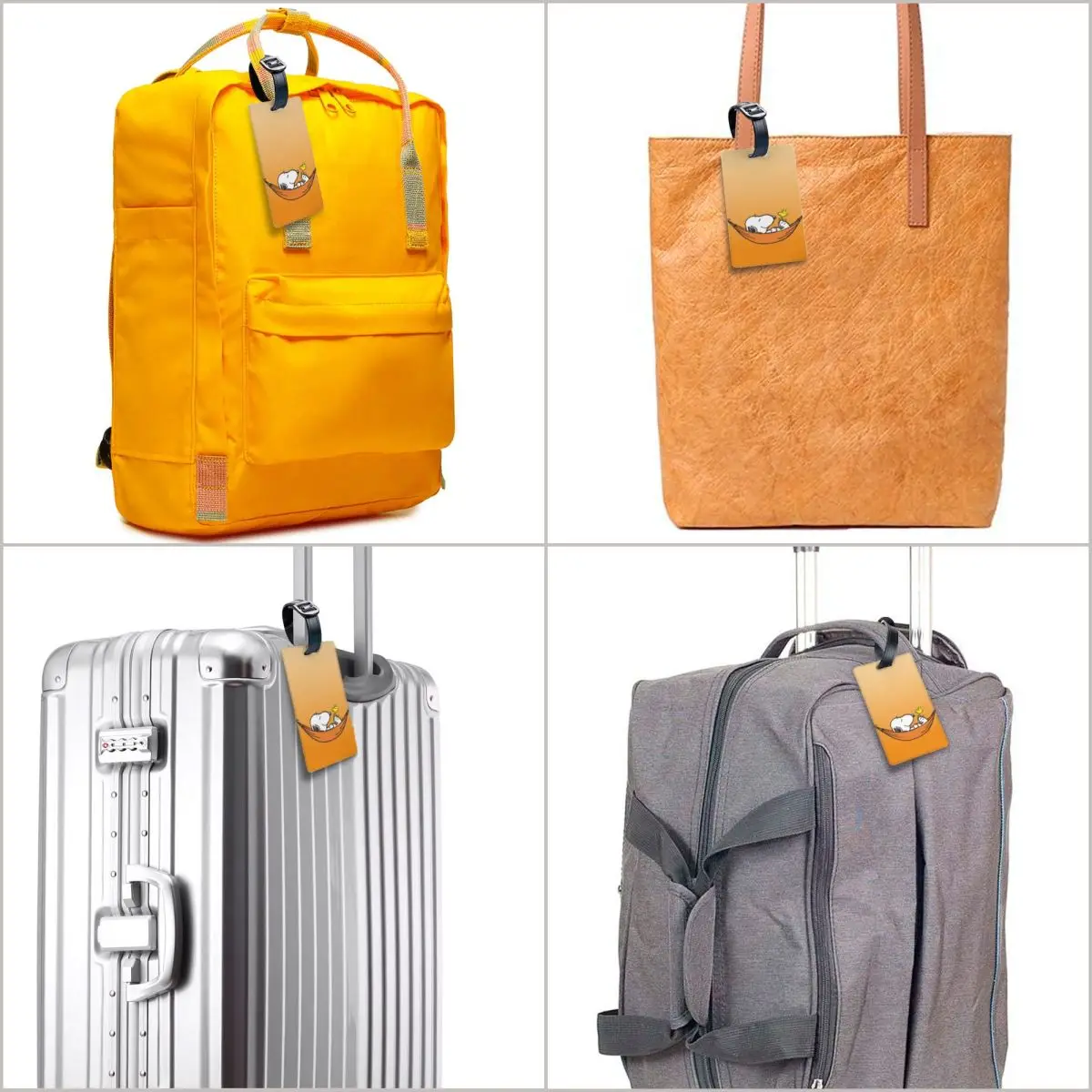Étiquette de bagage personnalisée S-Snoopys, dessin animé mignon, sac de voyage, valise, couverture de confidentialité, étiquette d'identification