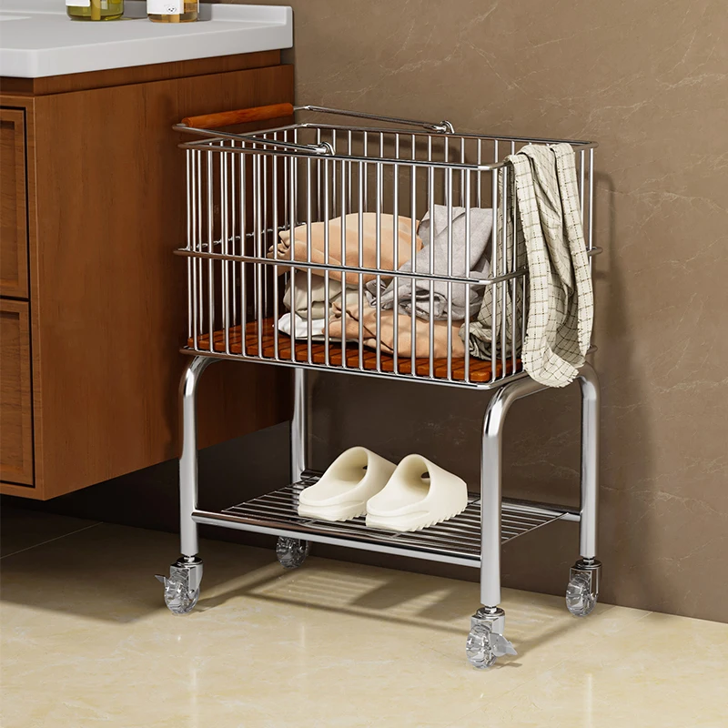 

Household dirty clothes basket antique clothes storage basket toilet laundry basket bathroom removable trolley rack
