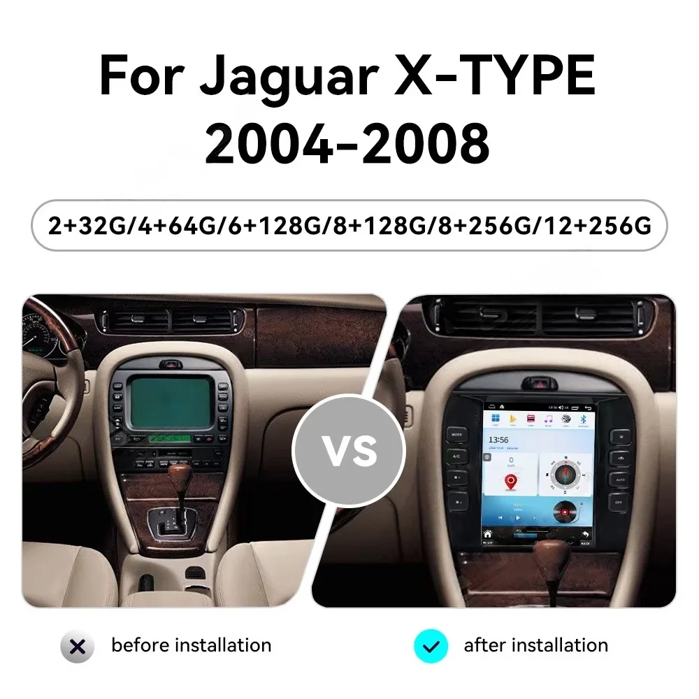 

9,7-дюймовый экран автомобильного мультимедиа Android 14.0 для Jaguar X-type 2004 ~ 2011 GPS-навигация Carplay стереоплеер головное устройство