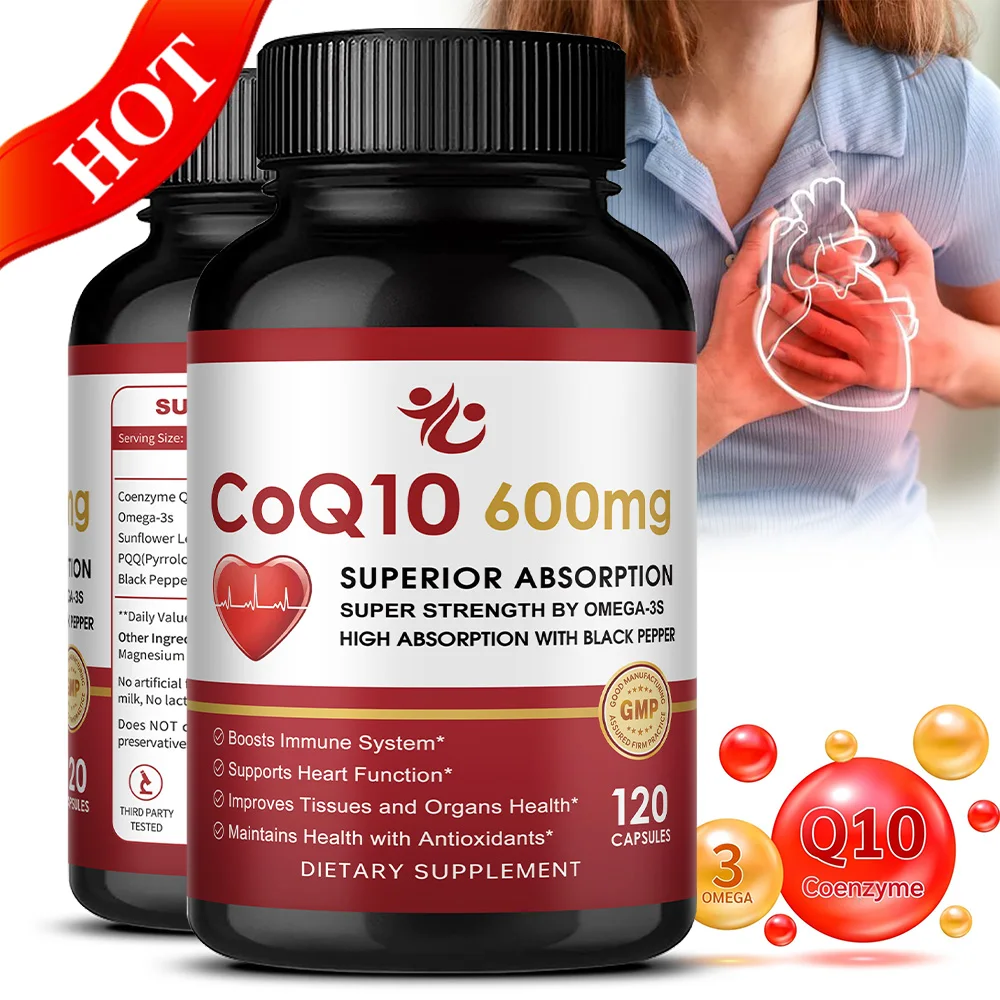 CoQ10 600mg Softgels - With PQQ, Omega-3 & BioPerine, High Absorption CoQ10, For Heart Health & Energy Production