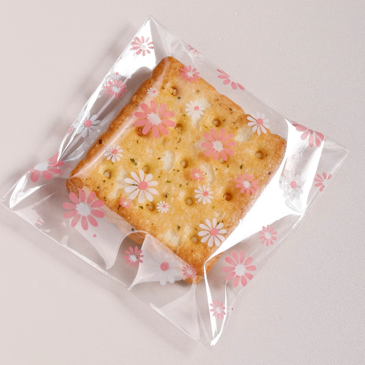 100pcs Plastic Packing Bags Flower Self-Adhesive Bags for Biscuits Candy Cookies Jewelry Gift Packaging