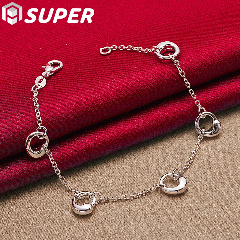 

925 Sterling Silver Five Water Drop/Raindrop Chain Bracelet For Women Fashion Charm Wedding Engagement Party Jewelry