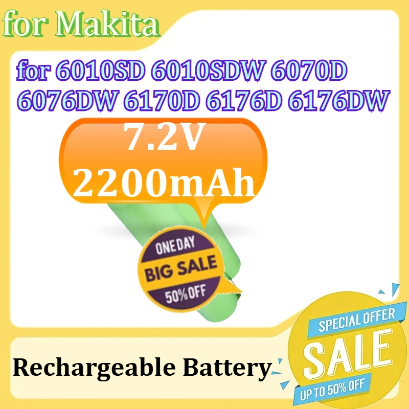 

Rechargeable Battery for Makita 6010SD 6010SDW 6070D 6076DW 6170D 6176D 6176DW 6176DWF 7.2V 2200mAh