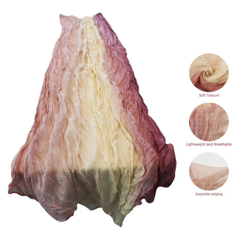 2Pcs Cheesecloth Table Runner Boho Table Runner Gradient Table Runner For Baby Shower Wedding Engagement Bridal Decor