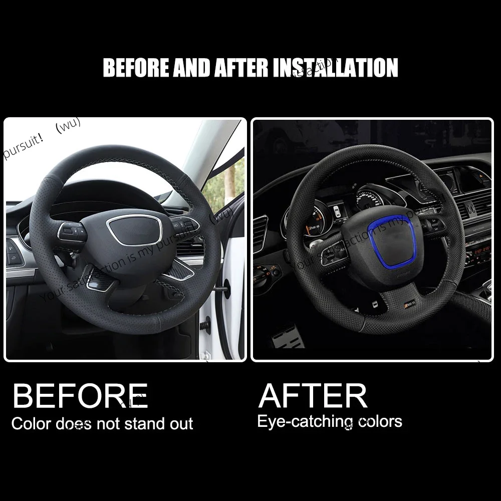 For Audi A4 B6 B7 B8 A6 C6 A5 Q7 Q5 A3 8P S3 8v Car Steering Wheel Center Panel Circle Stickers Cover Trim Interior Accessories view 6