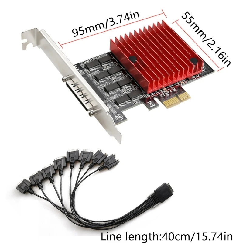 PCIE To 8 Port RS232 Expansion Card, PCIE X1 8Ports Serial Card, 8 Chipset PCIExpress Controllers Card