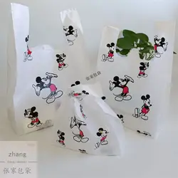 50pcs Disney Mickey Plastic Bags Anime Garbage Bag Cartoon Packaging Bag Cute Clothing Accessories Cosmetics Dessert Vest Bag