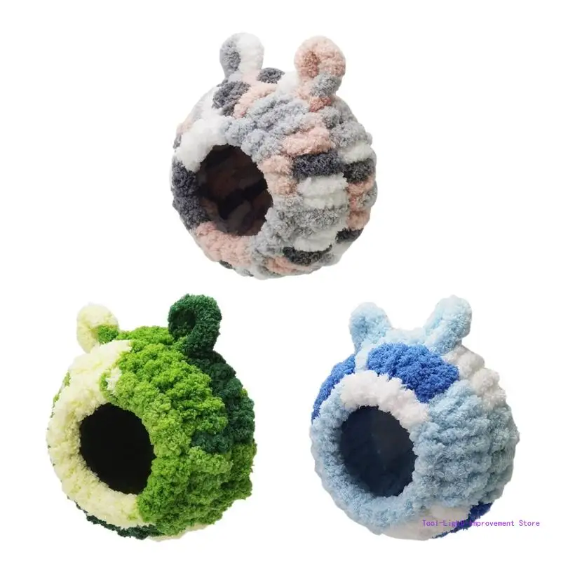 

C63E Warm Plush Bird Nest Parrots Bear Ear Nest House Bird Cage Hammocks Bed Small Animal Plush Nest for Budgies