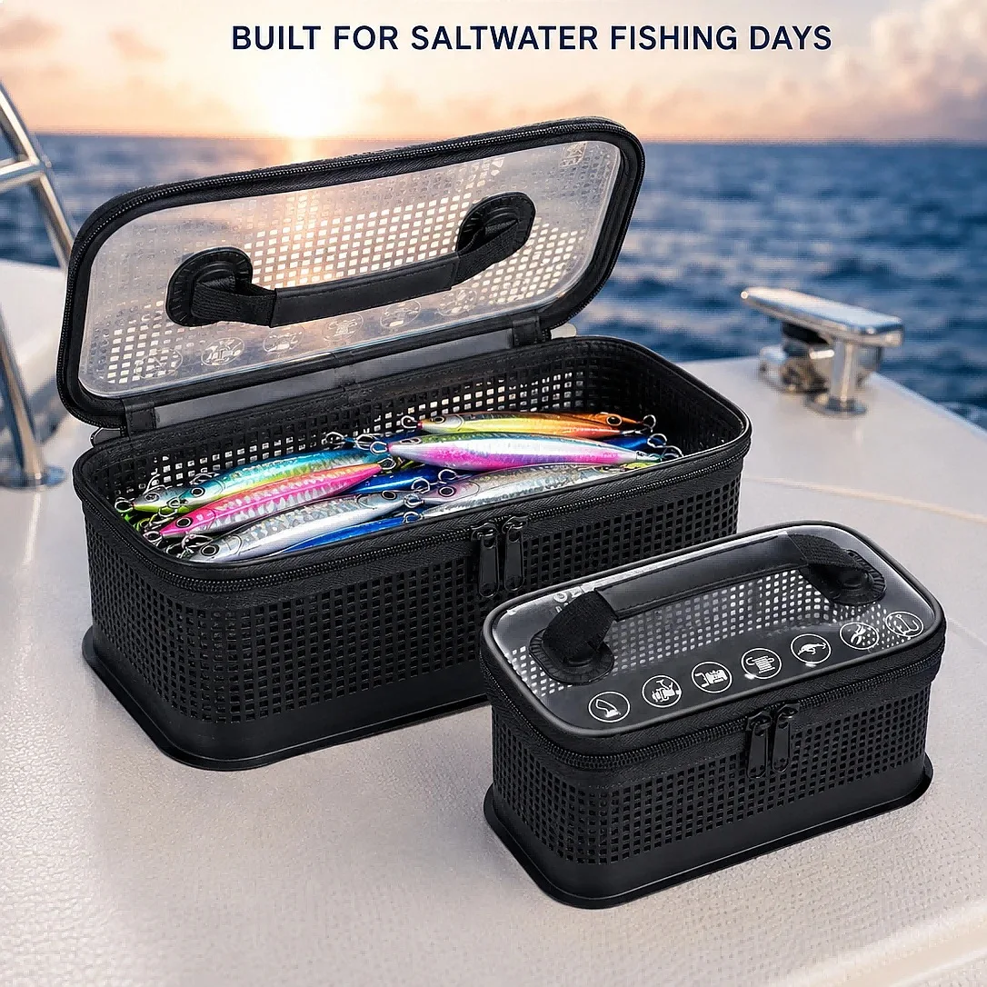 Mesh Fishing Tackle Bag - Washable Offshore Jig Lure Storage Wallet & Portable Quick-Drying Pouch for Saltwater Boat Fishing