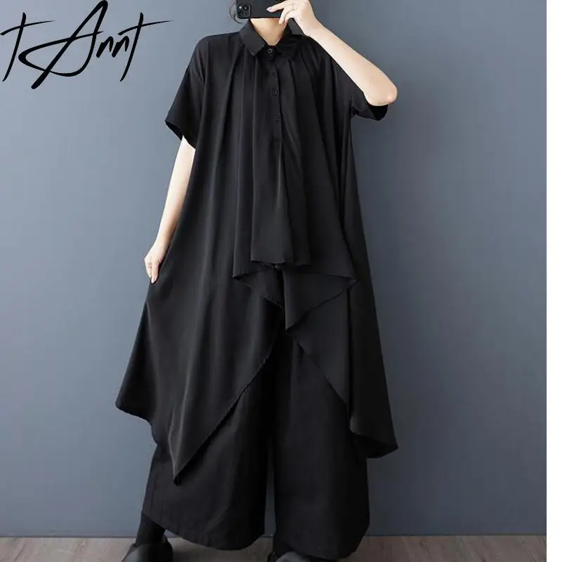 

Tannt Women Shirt Blouse Irregular Patchwork Long Black Blouse Tops For Women Asymmetry Fashion Casual Long Shirt 2025 New