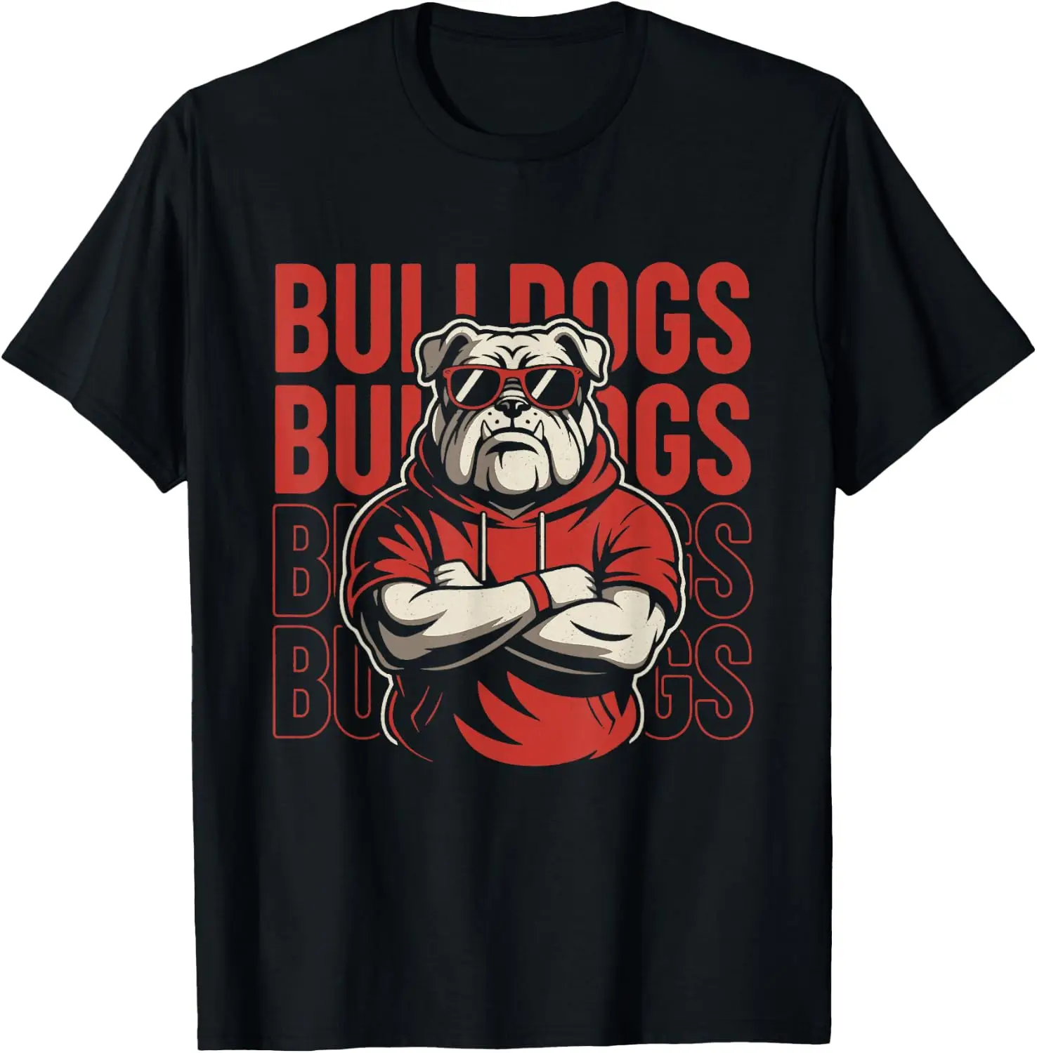 Retro Bulldogs Gift For Men Women Boys Girls Kids T-Shirt Halloween Loose-Fit Pure Cotton Short-Sleeve Top – Stylish, Breathable, Plus-Size – Christmas Gift