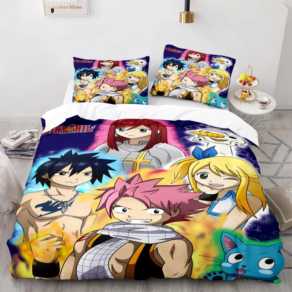 Imagem -06 - Conjunto de Cama Natsu Anime para Adultos 3d Print Fairy Tail Duplo Gêmeo King Duvet Cover Consolador Fronha Meninos Meninas Quarto