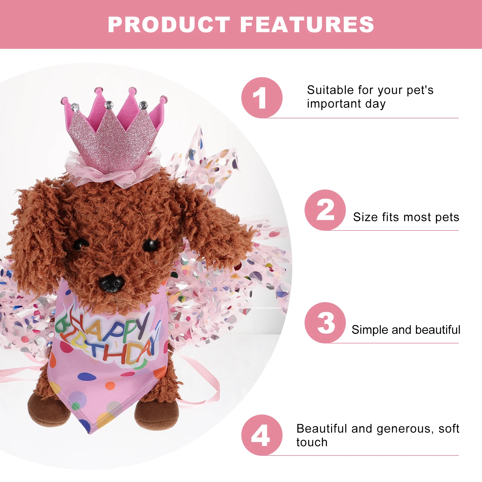 

1 set 1 Set Decoration Set Dog Accessories Puppy Costume Hat Scarf Gift Machine Washable Pet Photo Props Dog Birthday Scarf Pet