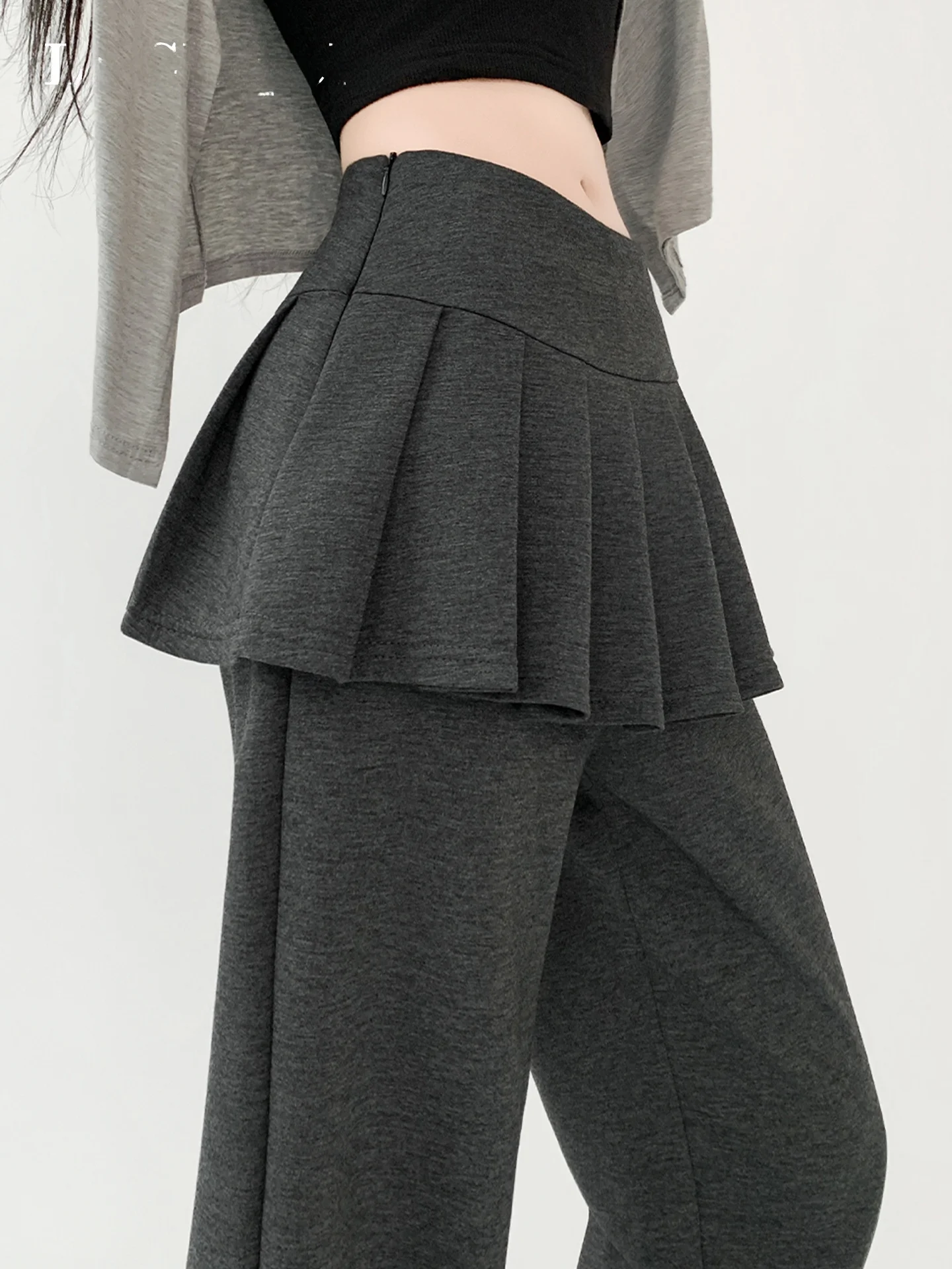 

Женские брюки для йоги La Chapelle с высокой талией, А-силуэт, с боковой молнией, имитация двухслойных брюк, повседневные широкие брюки