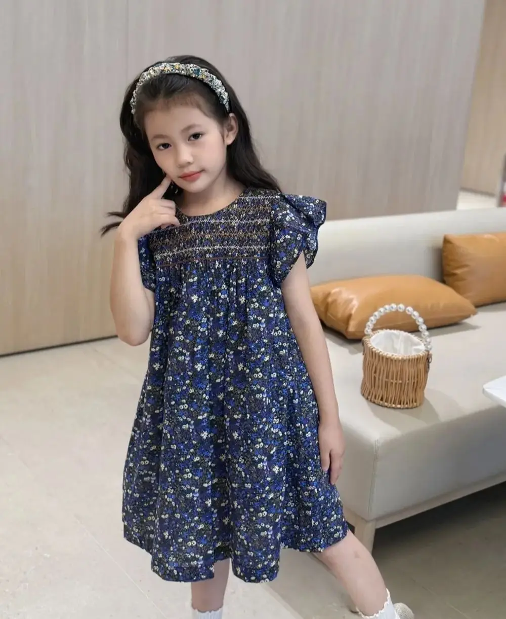 

Детская одежда, платья для девочек, летние платья, платье во французском стиле с вишнёвым принтом, летнее платье с цветочным принтом