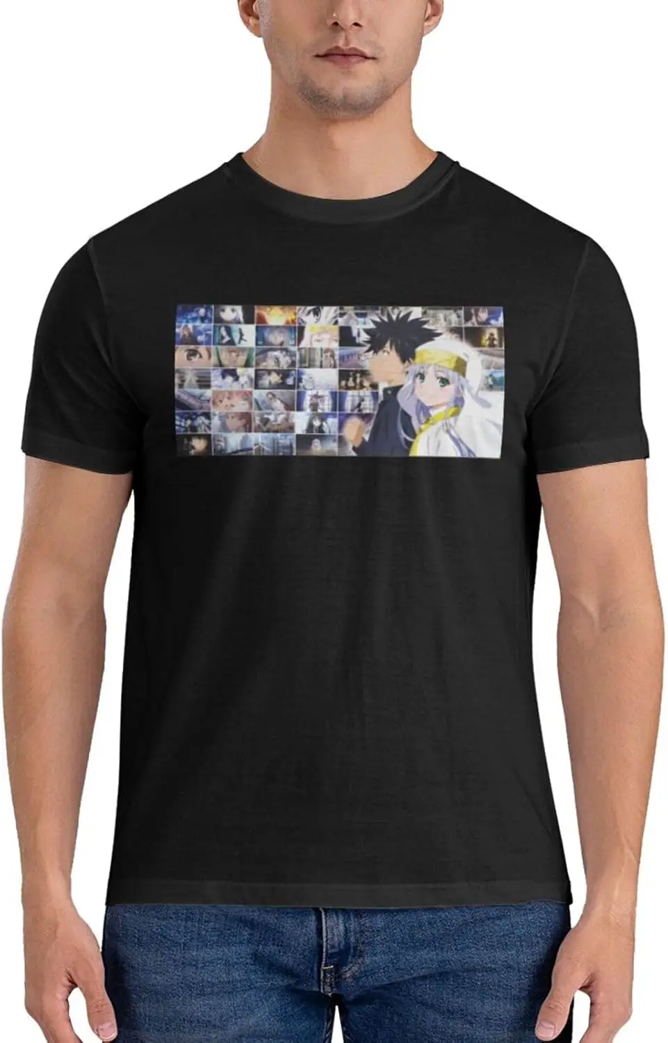 A Certain Anime Magical and Index Men's Pure Short Sleeve Crew Neck Unisex Classic Casual Sport T-Shirt Black