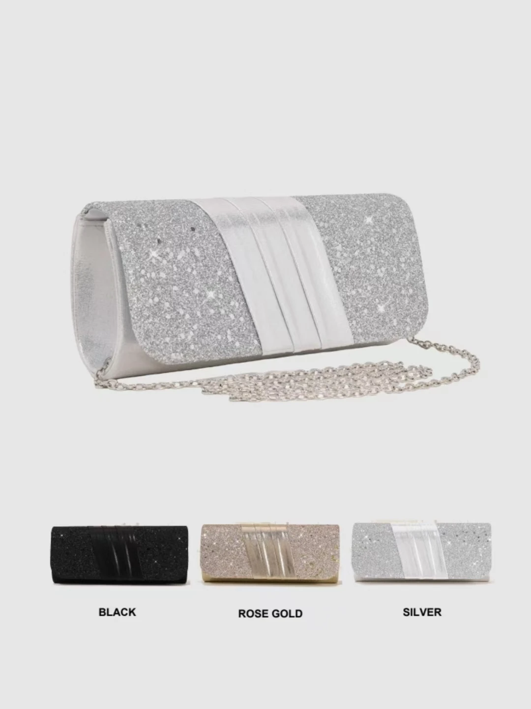 

Flap Evening Clutch Bag, Chain Crossbody Bag Simple Elegant Glitter Evening Bag For Party Wedding