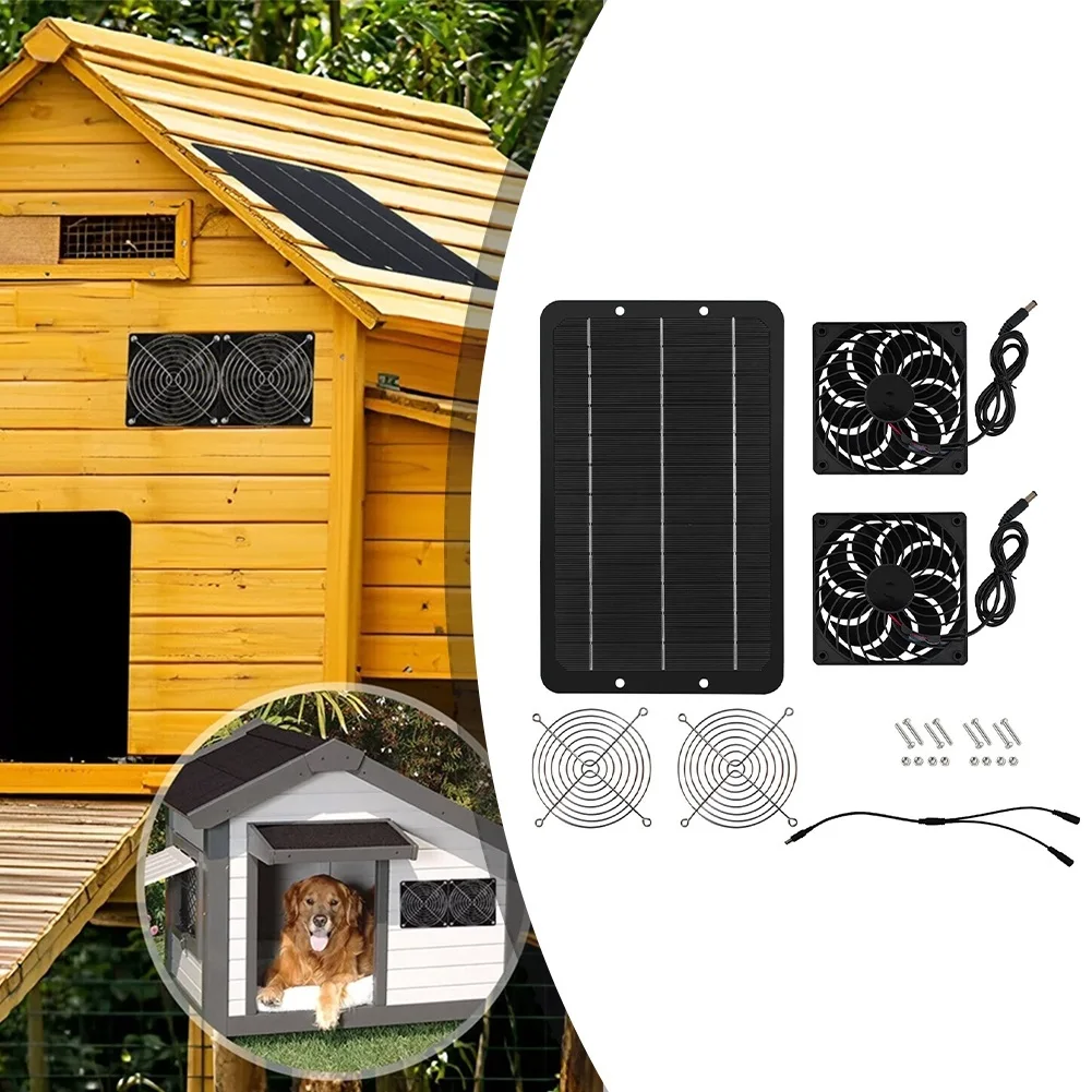 

~1 Set 40W Solar 1Panel 1Fan Solar Powered Exhaust Fan Household Greenhouse Pet House Utility Rooms Cooling Fan