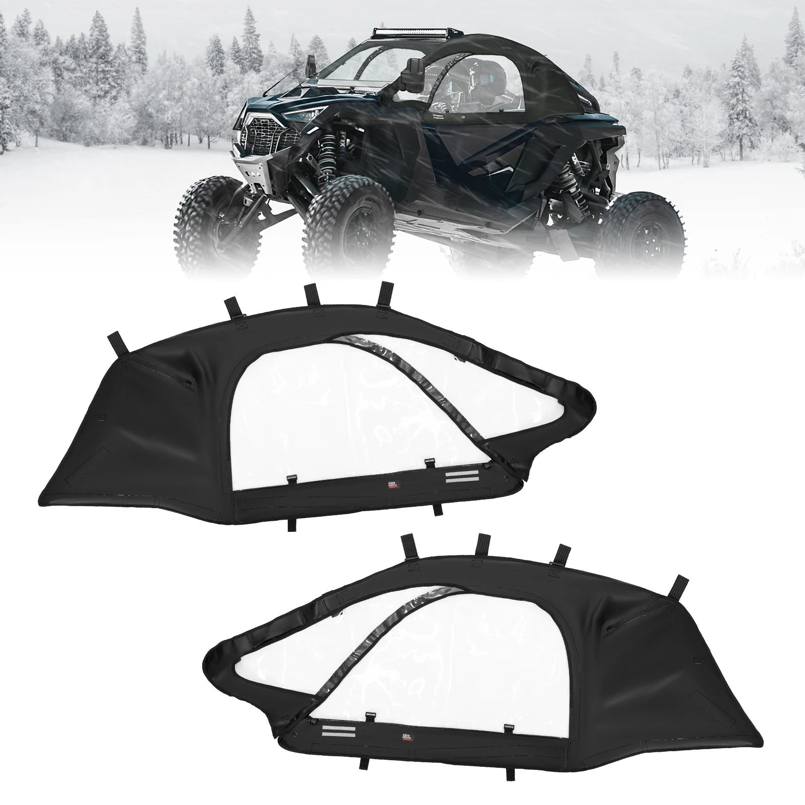 

UTV PRO R Upper Doors Compatible with Polaris RZR PRO R 2022-2023 2024 2-Seat Soft Windows Cab Enclosures Fit with Side Mirrors