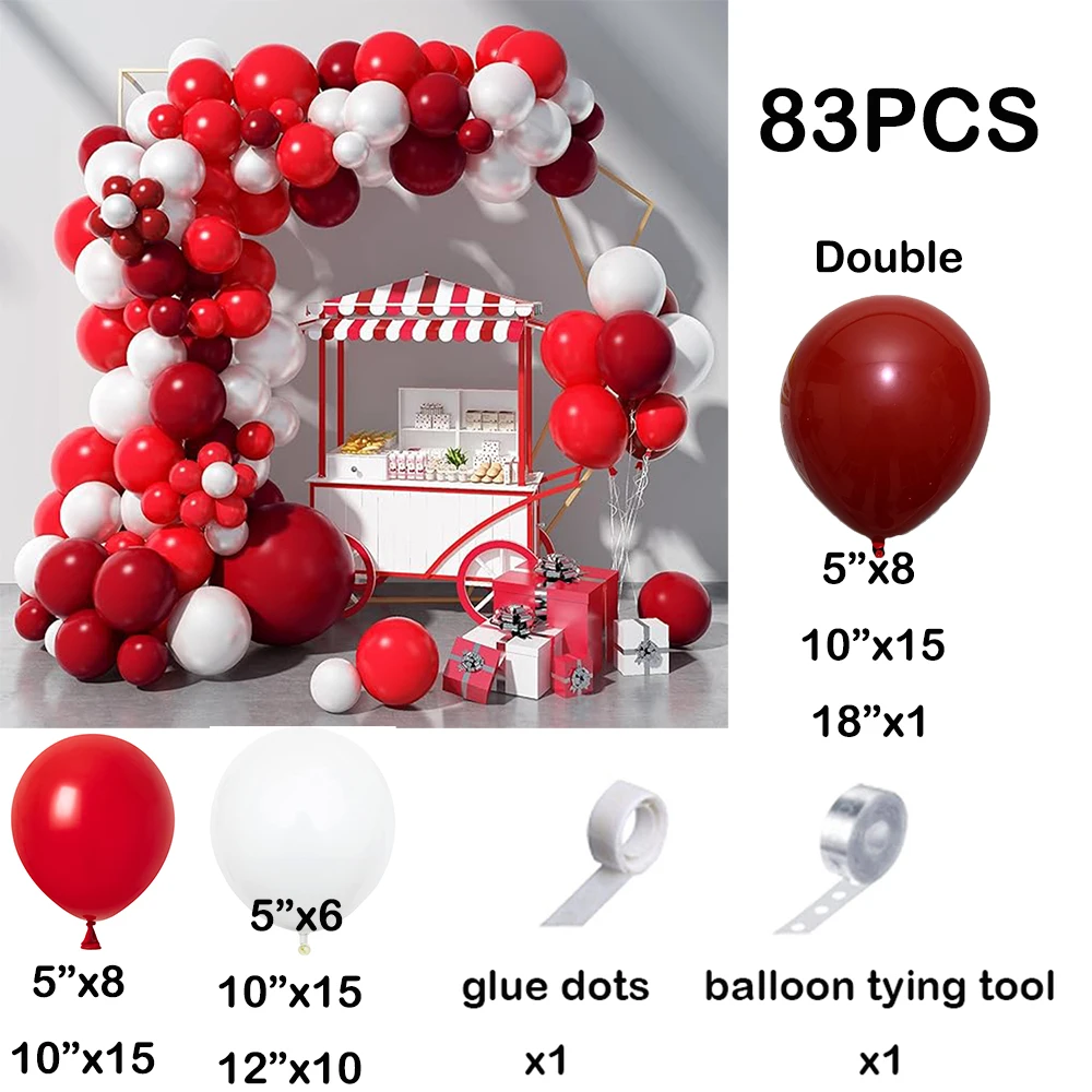 Double Red Balloons Garland Red White Latex Balloon Arch Kit Valentine\'s Day Decor Wedding Anniversary Bride Shower Decoration