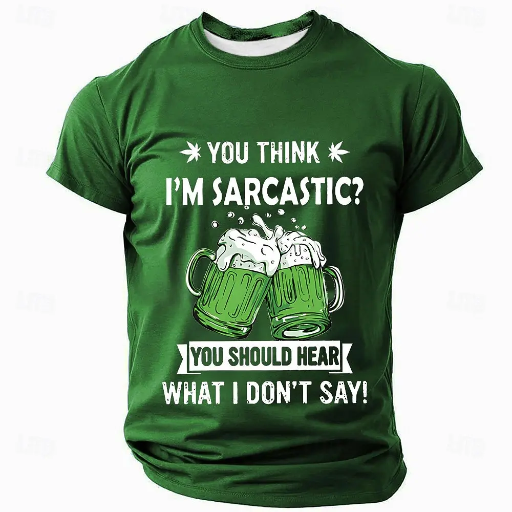 

Мужская футболка Lucky Irish с коротким рукавом Футболка с 3D принтом и круглым вырезом Дизайнерская повседневная вечеринка Праздничный клуб Летняя одежда