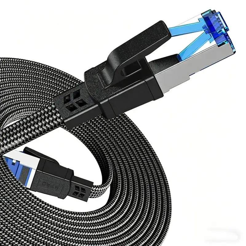 CAT8 Ethernet Cable 40Gbps 2000MHz Premium High Speed Flat RJ45 Cord for Ethernet Gaming Home Use