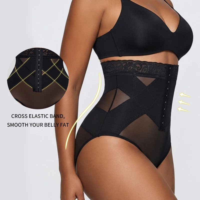 Tummy Control Panties for Women Body Shaper High Waist Butt Lifter Adjustable Hook Closure Lace Waist Cincher Shapewear