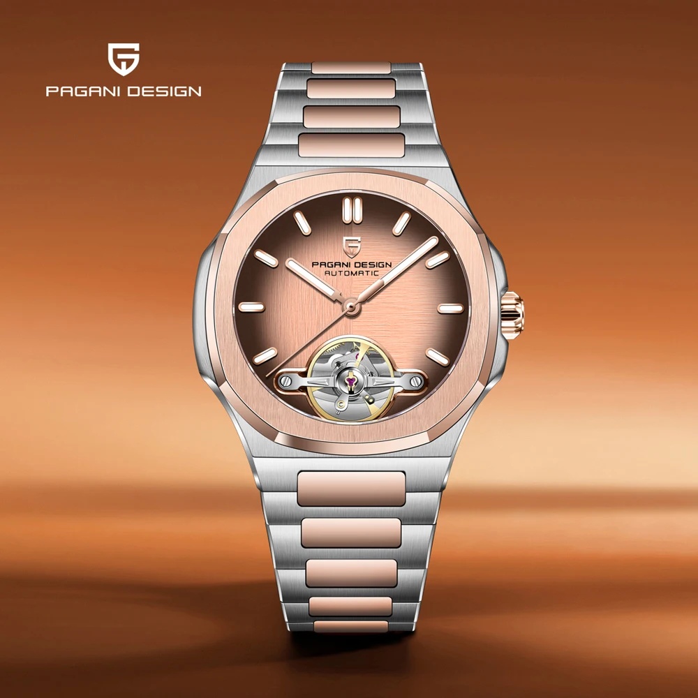 

2025 New PAGANI DESIGN Men's Watches Rose Gold Luxury Automatic Watch For Men Tourbillon Mechanical Watch AR Sapphire Clock Gift