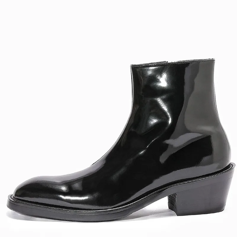 

Модные формальные ботинки челси в британском стиле, мужские черные повседневные рабочие свадебные ботильоны из натуральной кожи на высоком каблуке, мужские ботильоны