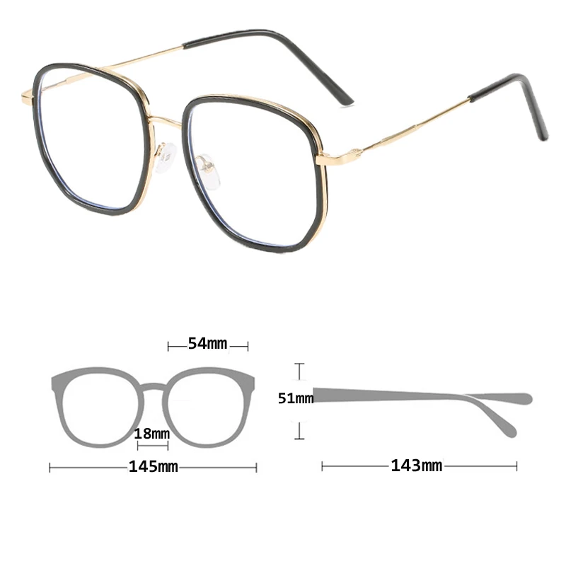 إطار كبير قصر النظر نظارات جديدة عصرية الضوء الأزرق حجب النظارات الرجال النساء مربع كبير الانتهاء بالقرب من البصر نظارات 0 إلى-6.0