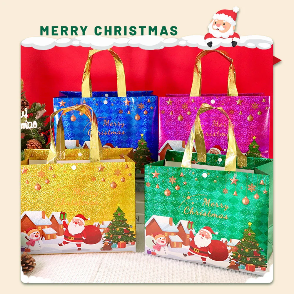 حقيبة هدايا عيد الميلاد حقيبة تسوق سانتا الاحتفالية غير منسوجة حقيبة غير منسوجة لهدايا عيد الميلاد ورأس السنة الجديدة