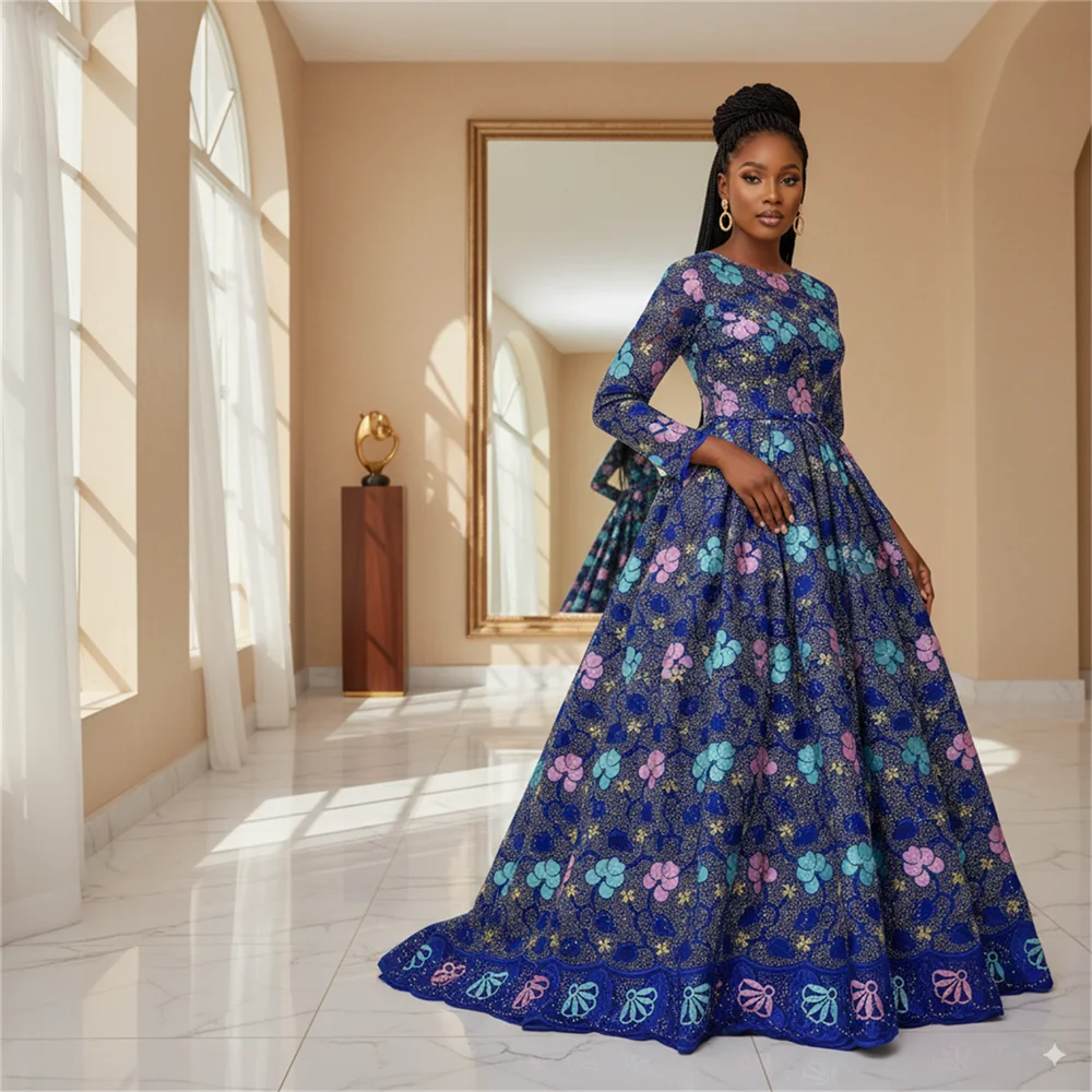 

2025 Nigerian Embroidered Cotton Lace Fabric High Quality 5 Yards African Lace Fabric Swiss Voile Lace Wedding Dress For Women