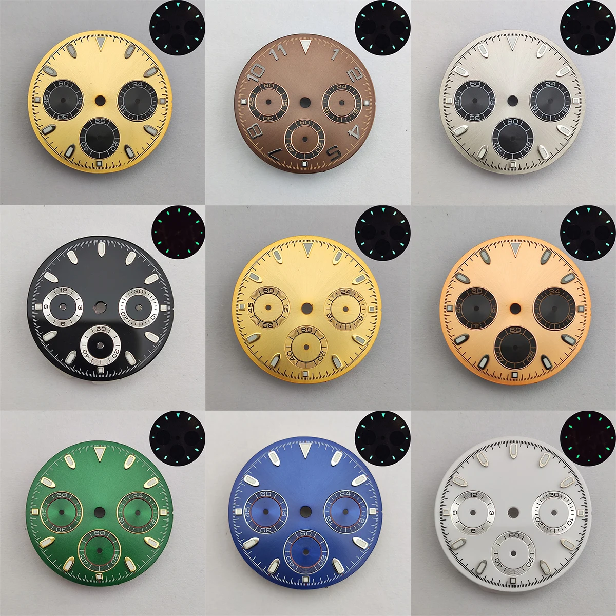 39mm 케이스 VK63 케이스 29mm 다이얼 팬더 다이얼 사용자 정의 로고 다이얼 쿼츠 시계, VK63 무브먼트 크로노 그래프 시계 액세서리 nh35 케이스 없음