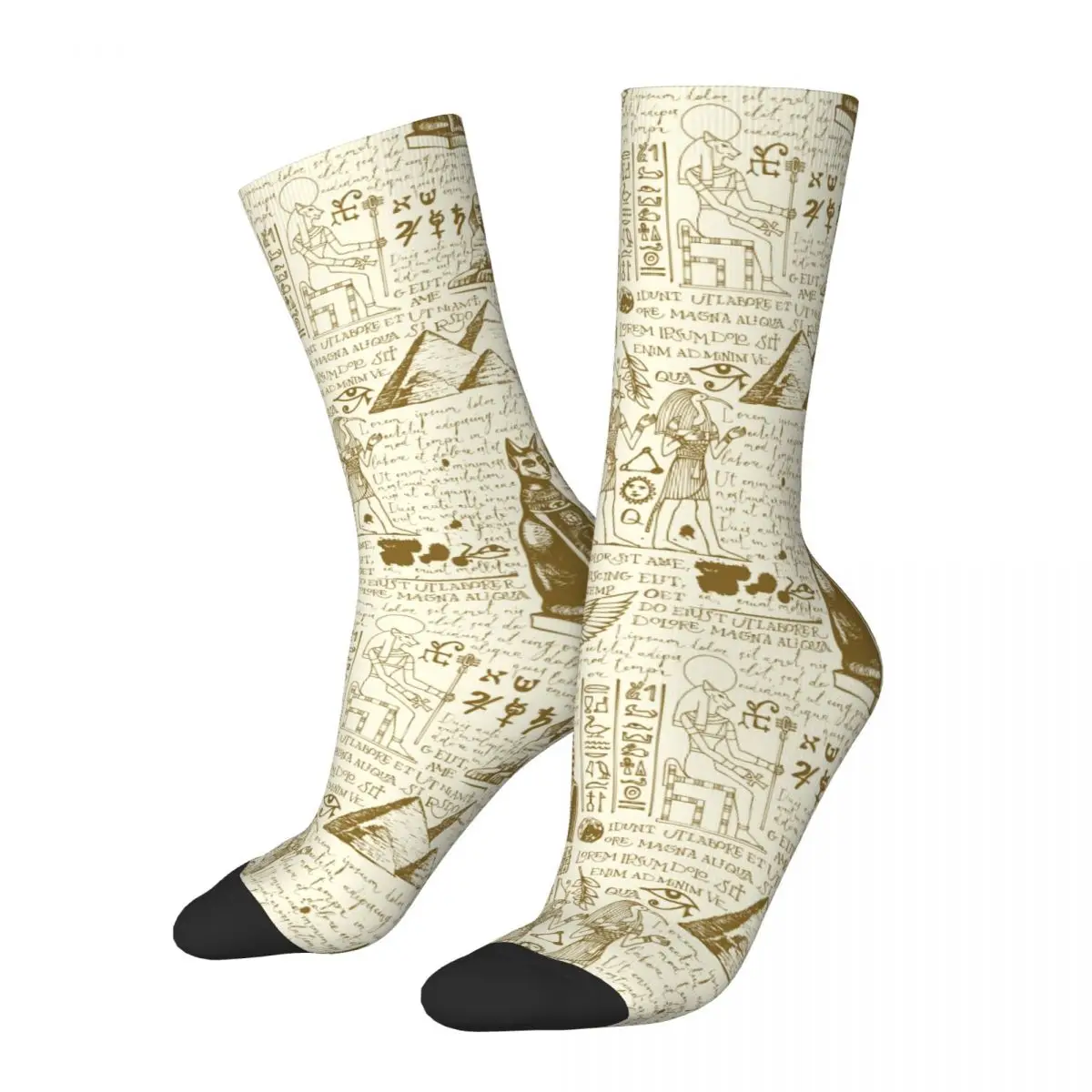 Harajuku Ancient Egypt Egyptian Sports Socks Boho Tribal Polyester Middle Tube Socks for Women Men Breathable